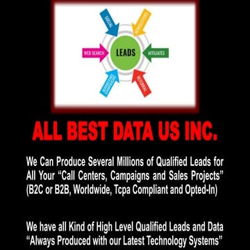 ❗❗ Available all kind of “Real Qualified Leads and Data” for All Your “Call Centers, Campaigns and Sales” (B2C or B2B, Worldwide and Opted-In) ❗❗