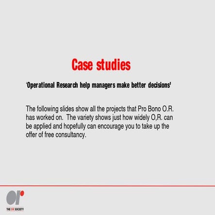All Pro Bono O.R. case studies completed to date