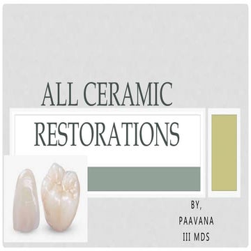 All ceramic restorations