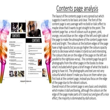Contents page analysis