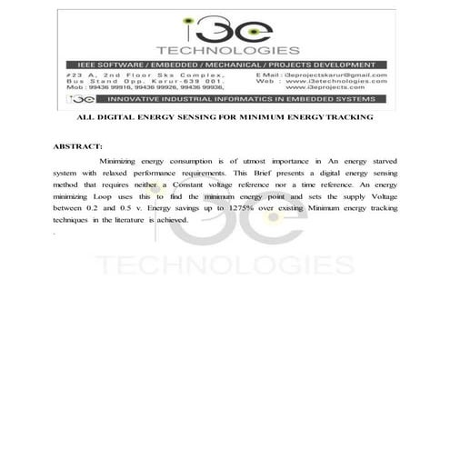 All digital energy sensing for minimum energy tracking