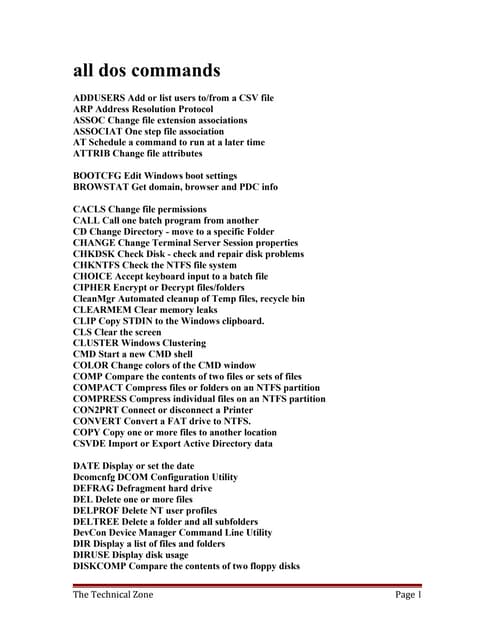 All dos commands
