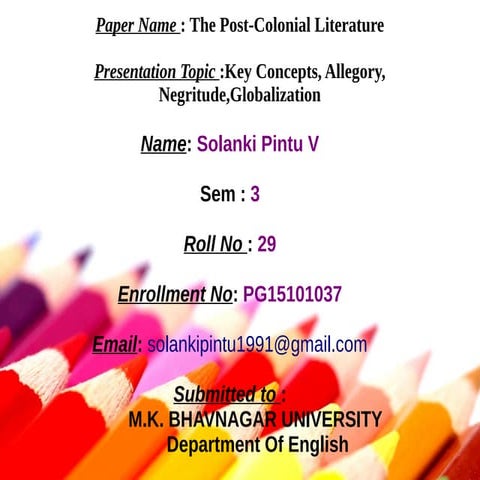 Allegory, Negritude,Globalization
