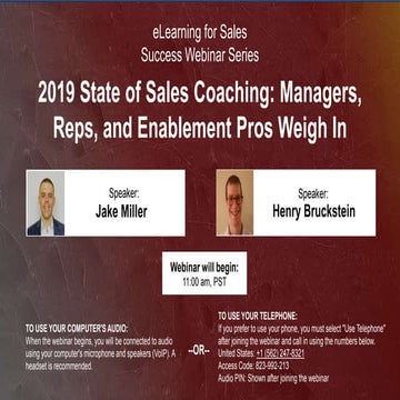 eLearning for Sales Success: 2019 State of Sales Coaching - Managers, Reps, a...