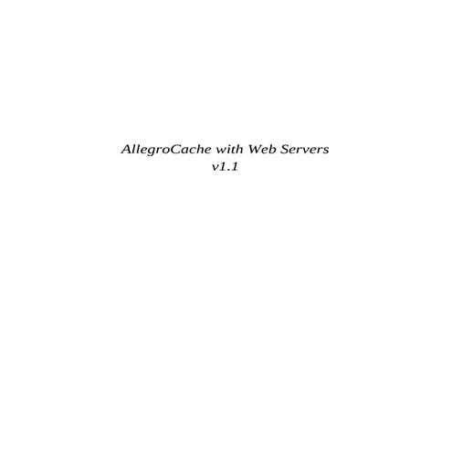AllegroCache with Web Servers
