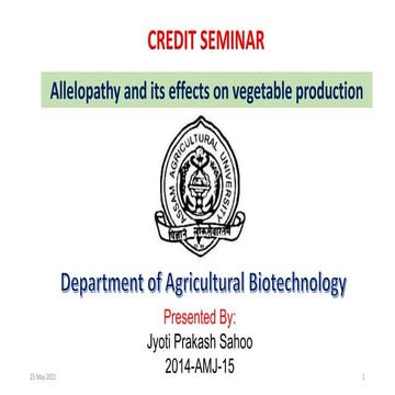 Allelopathy and its effects on vegetable production