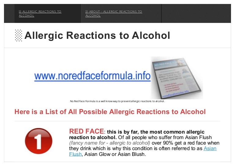 Allergic reactions to alcohol