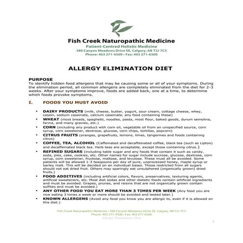 Allergy eliminationdiet | PDF