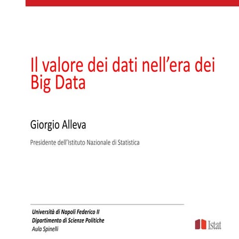 Giorgio Alleva, Il valore dei dati nell'era dei Big Data 