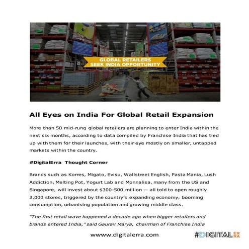 All eyes on india for global retail expansion