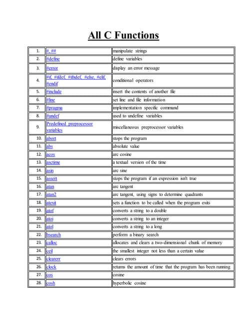 All functions
