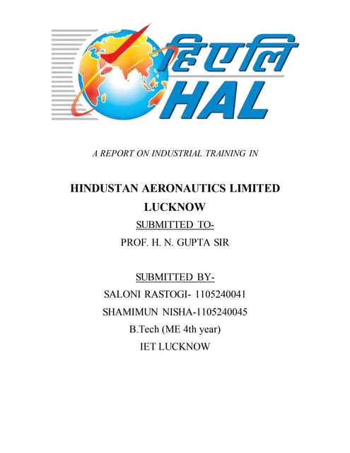 HAL TAD KANPUR (AVRO DEPARTMENT) | PPTX | Air Travel | Travel Type