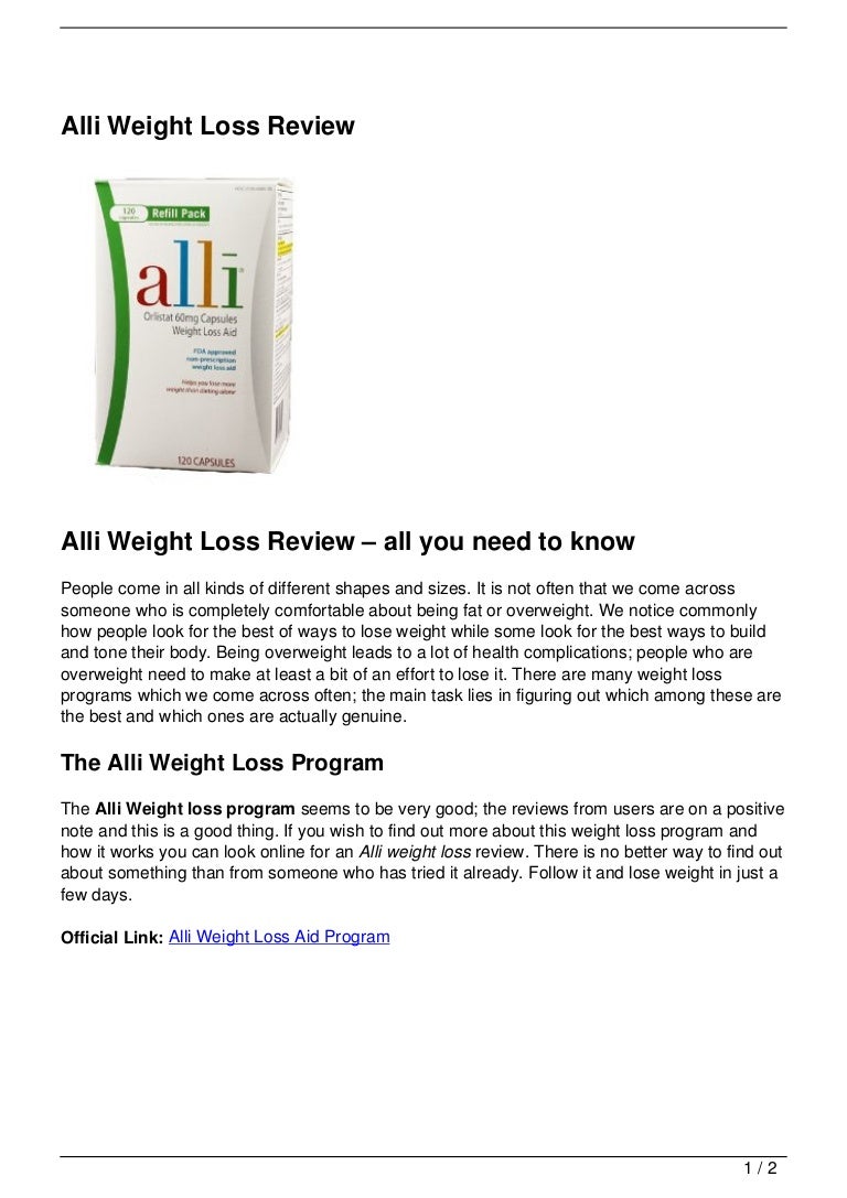 Alli Weight Loss Review