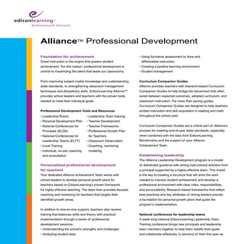Alliance professional development
