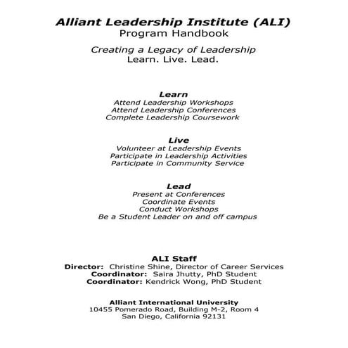 Alliant leadership Institute Handbook