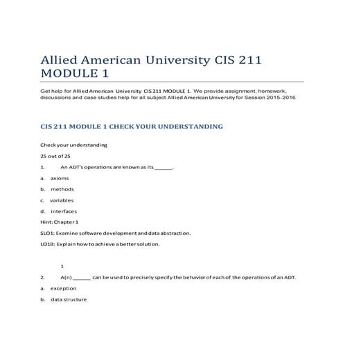 Allied american university cis 211 module 1 | DOCX | Programming ...