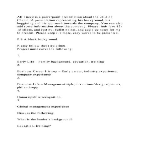 All I need is a powerpoint presentation about the CEO of Chanel. A p.docx