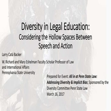Diversity in Legal Education: Considering the Hollow Spaces Between Speech an...