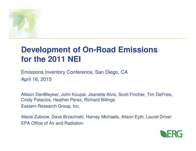 Development of On-Road Emissions fo...