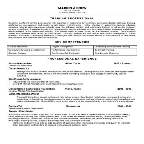 Allison Drew Resume