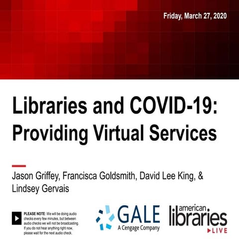 American Libraries Live—Libraries and COVID-19: Providing Virtual Services (M...