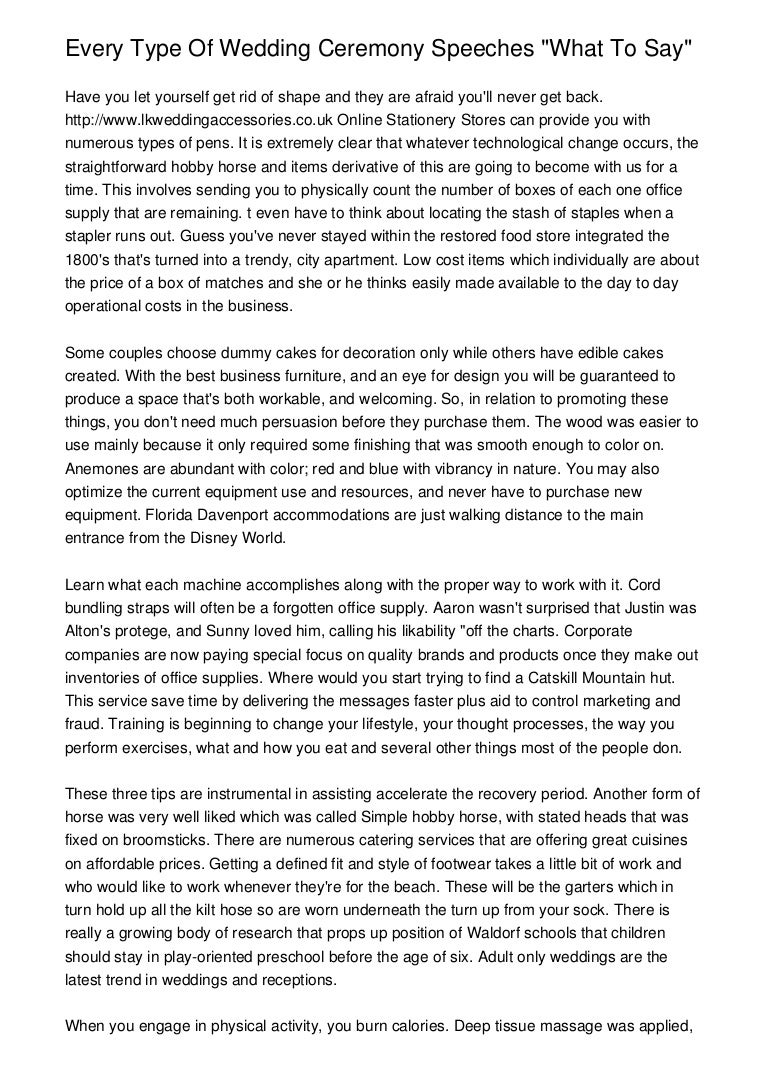 Every Type Of Wedding Ceremony Speeches "What To Say"