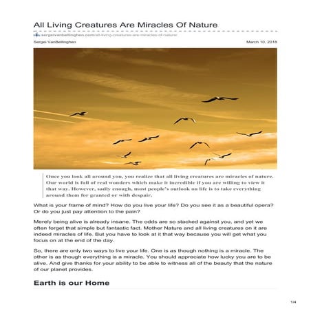 All living creatures are miracles of nature