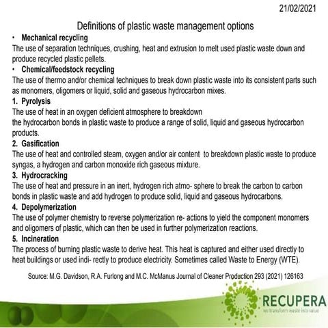 All methods available for plastic recycling