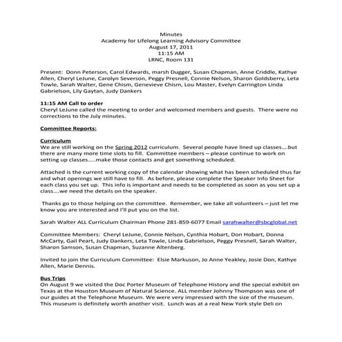 All Advisory Committee Minutes 08-17-11