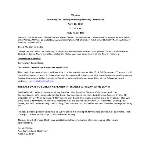 All minutes april 16, 2014