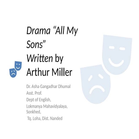 "All My Sons" Drama written by Arthur Miller