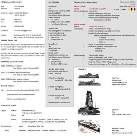 Resume / Recommendations