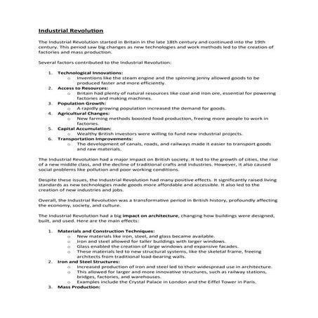 Renaissance to Industrial revolution short notes