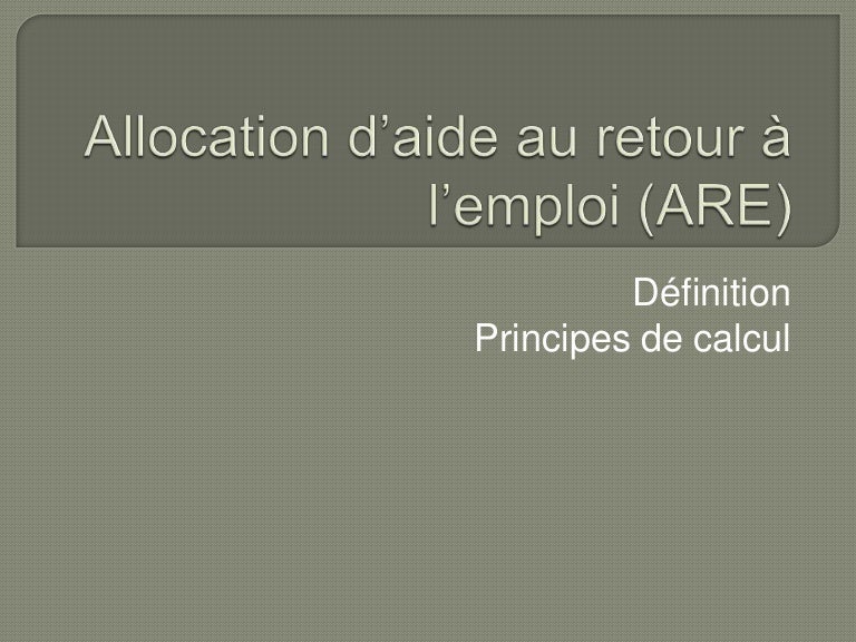 PDF Allocation d`aide au retour à l`emploi (ARE FFPE PDF Télécharger Download