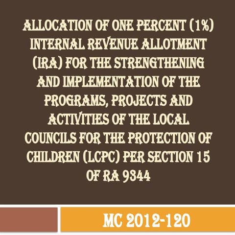 ALLOCATION OF ONE PERCENT (1%) IRA LCPC.pptx