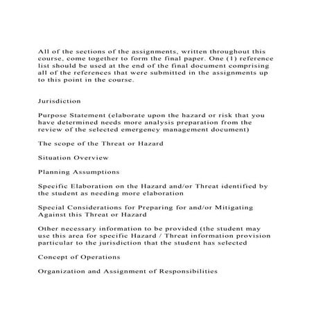 All of the sections of the assignments, written throughout this .docx