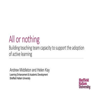 All or nothing: Building teaching team capacity to support the adoption of active learning