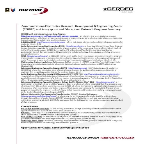 CERDEC STEM Outreach Programs