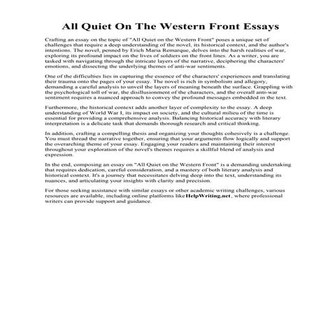 All Quiet On The Western Front Essays.pdf