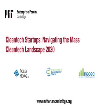 Cleantech Startups: Navigating the Mass Cleantech Landscape