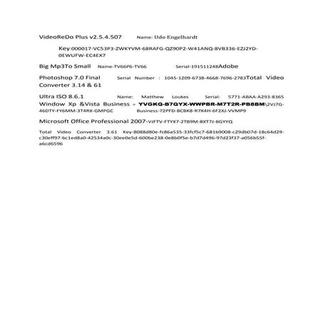 All sofware key | DOCX