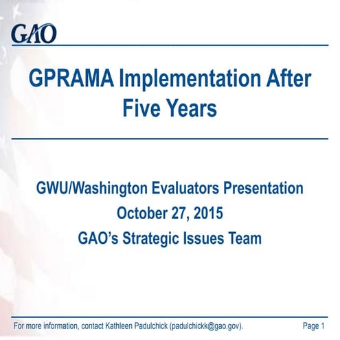GPRAMA Implementation After Five Years