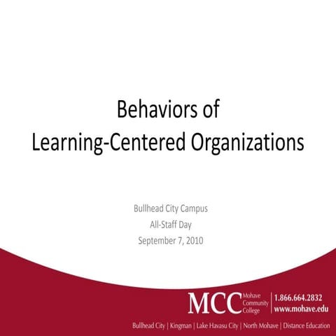 Behaviors of Learning-Centered Organizations