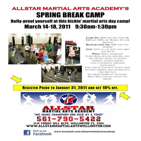 Allstar Martial Arts Academy Spring Break Camp 2011 | PDF