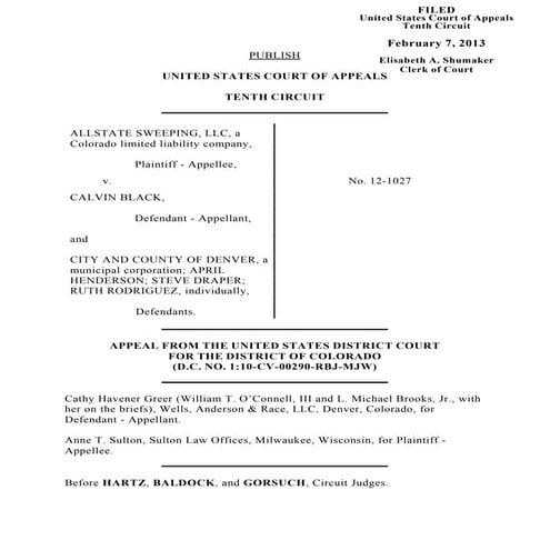 AllState Sweeping v. Calvin Black, City and County of Denver.