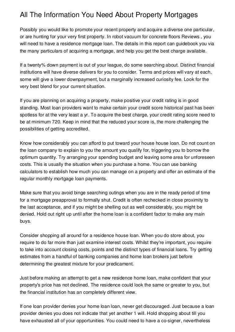 All The Information You Need About Property Mortgages