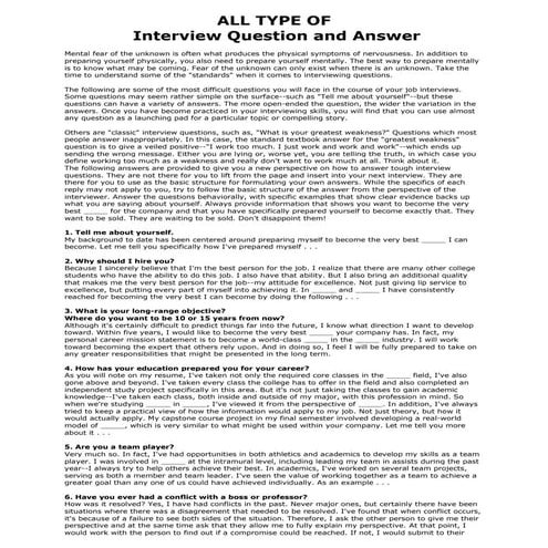 All type of  interview question and answer