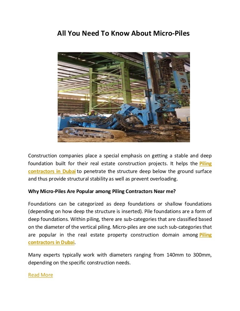 All You Need To Know About Micro Piles