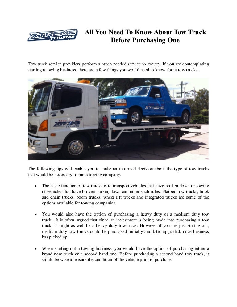 All You Need To Know About Tow Truck