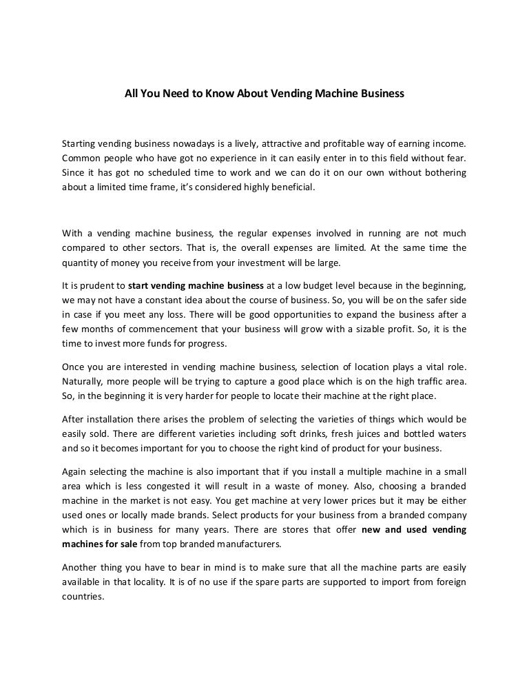 All You Need to Know About Vending Machine Business